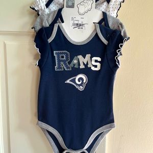 NWT!!! Authentic NFL baby girl’s trio of LA Rams onesies!
